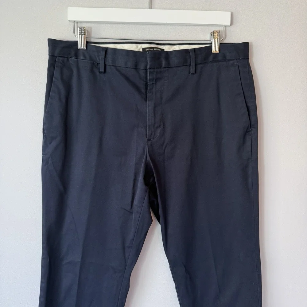 Banana Republic Navy Blue Chinos Aiden Slim Fit 36x32 Cotton Stretch‎ Pants